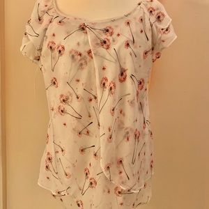 White with pink flowers blouse